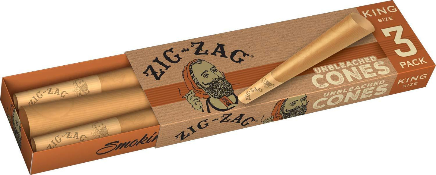 Zig Zag Unbleached Cones King Size 3 Pack